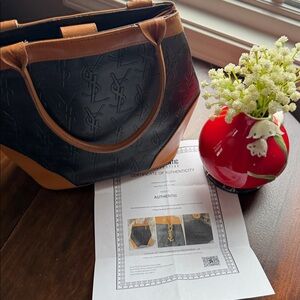 Yves Saint Laurent YSL Black & Tan Vintage Leather Tote Shoulder Bag